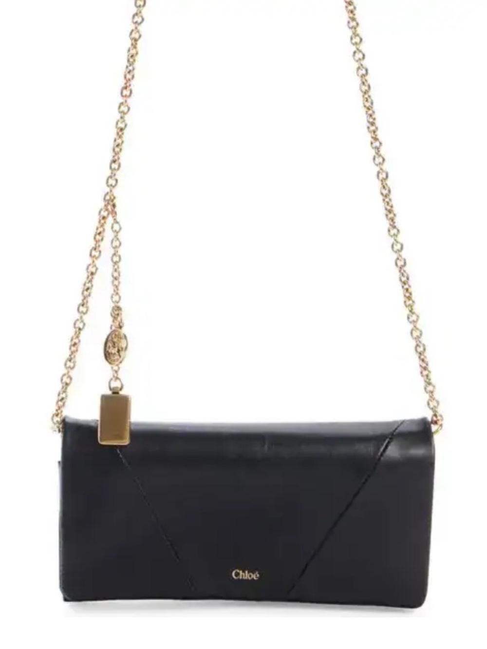 NWT Chloe black leather wallet on a chain
